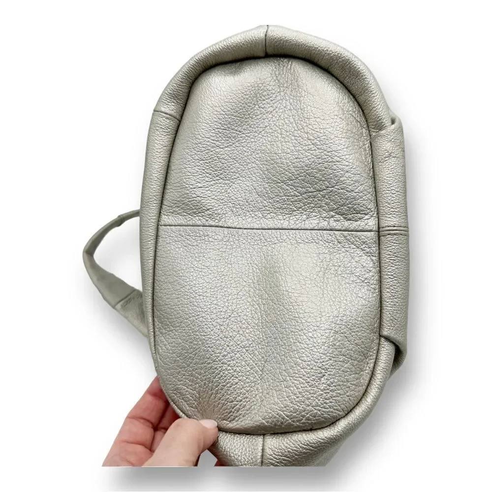 Tignanello Metallic Silver Leather Hobo Bag‎